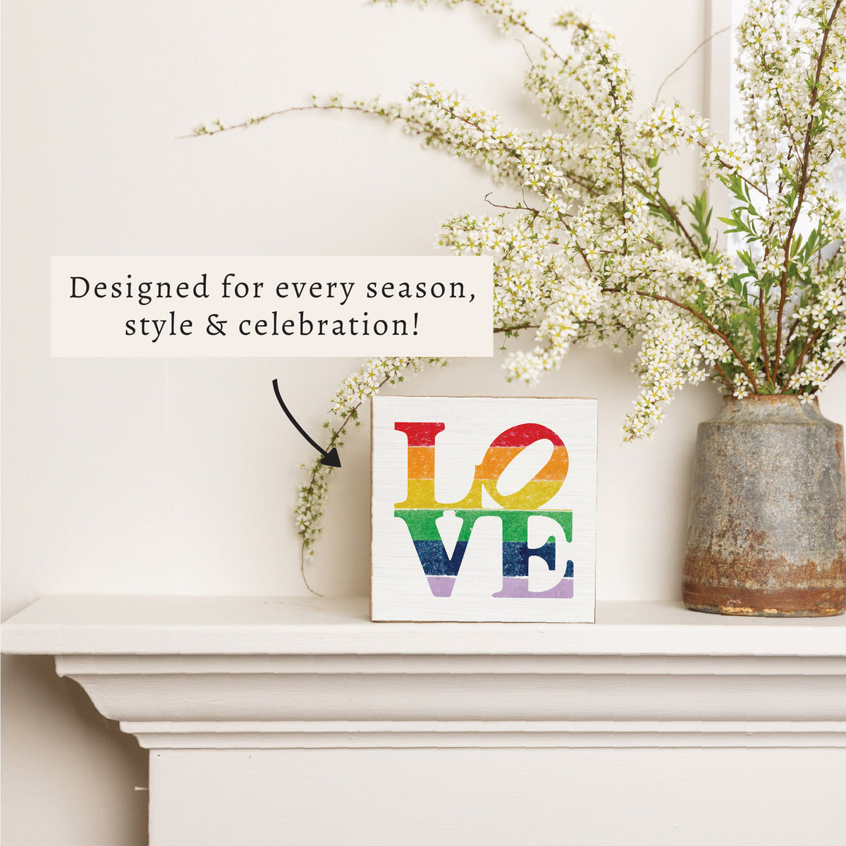 Love Stacked Rainbow Block Sign