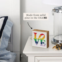 Love Stacked Rainbow Block Sign