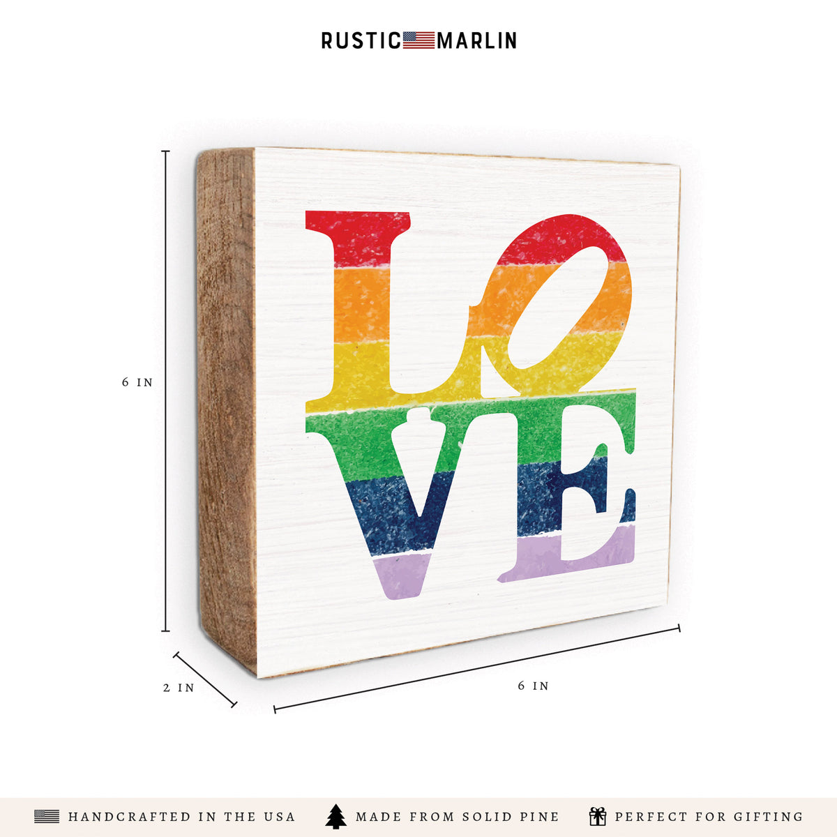 Love Stacked Rainbow Block Sign