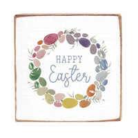 Easter Egg Wreath Decorative Wooden Block