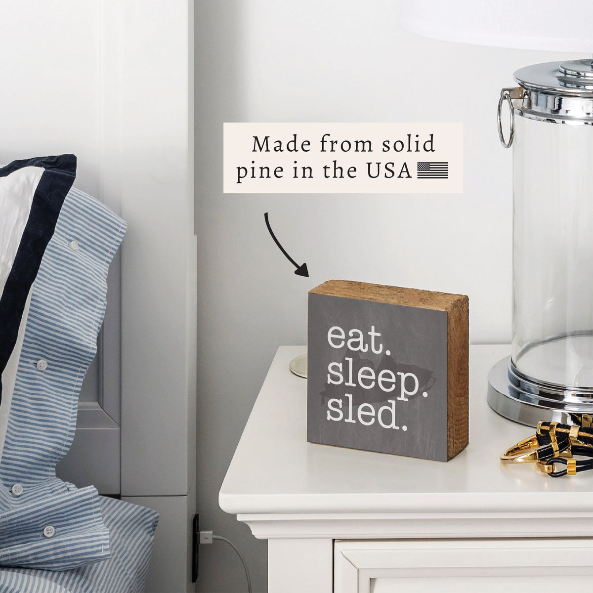 Eat Sleep Sled Block Sign