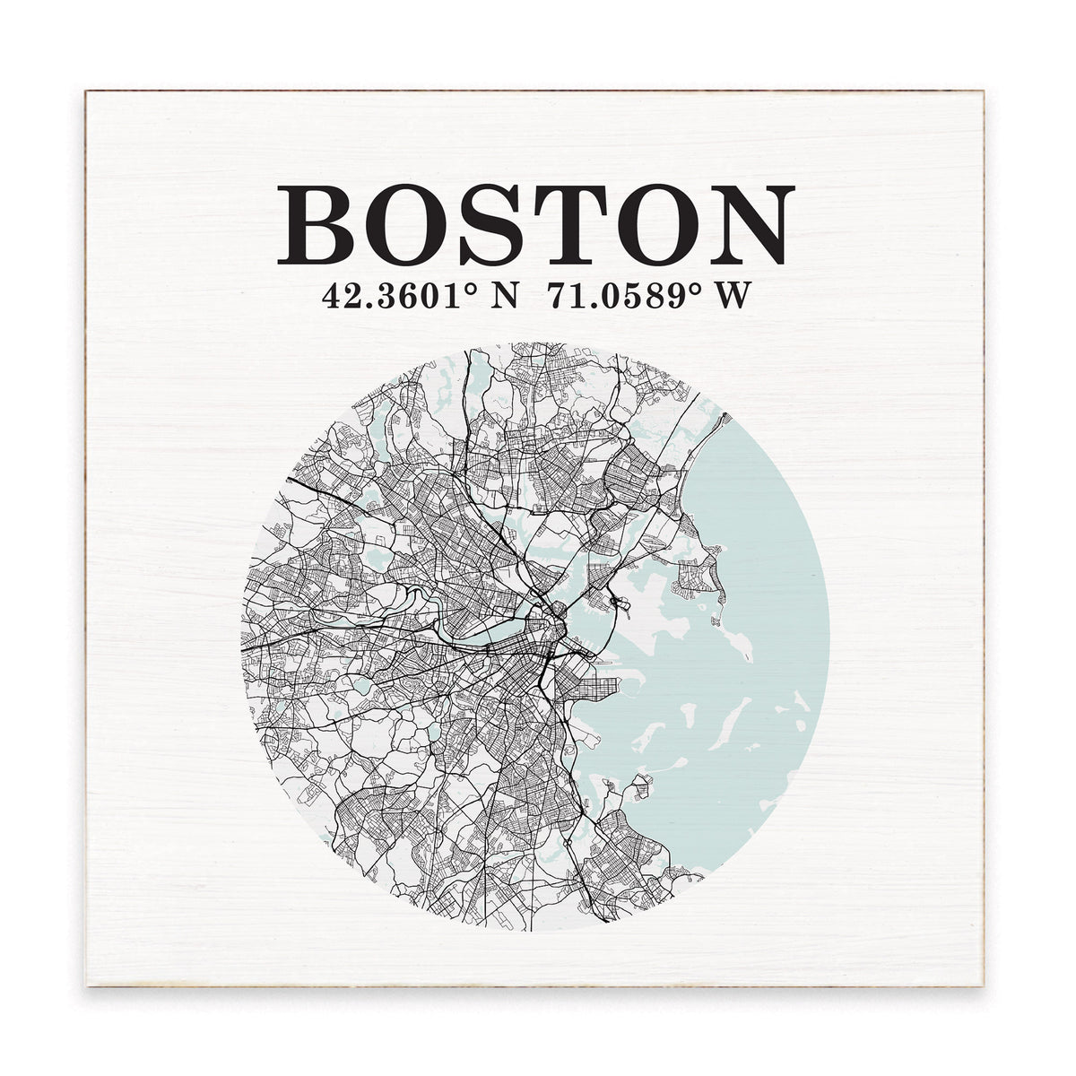 Boston Map Art Block Sign