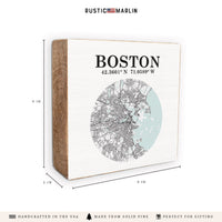 Boston Map Art Block Sign