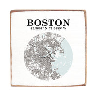 Boston Coordinates Square Block Sign