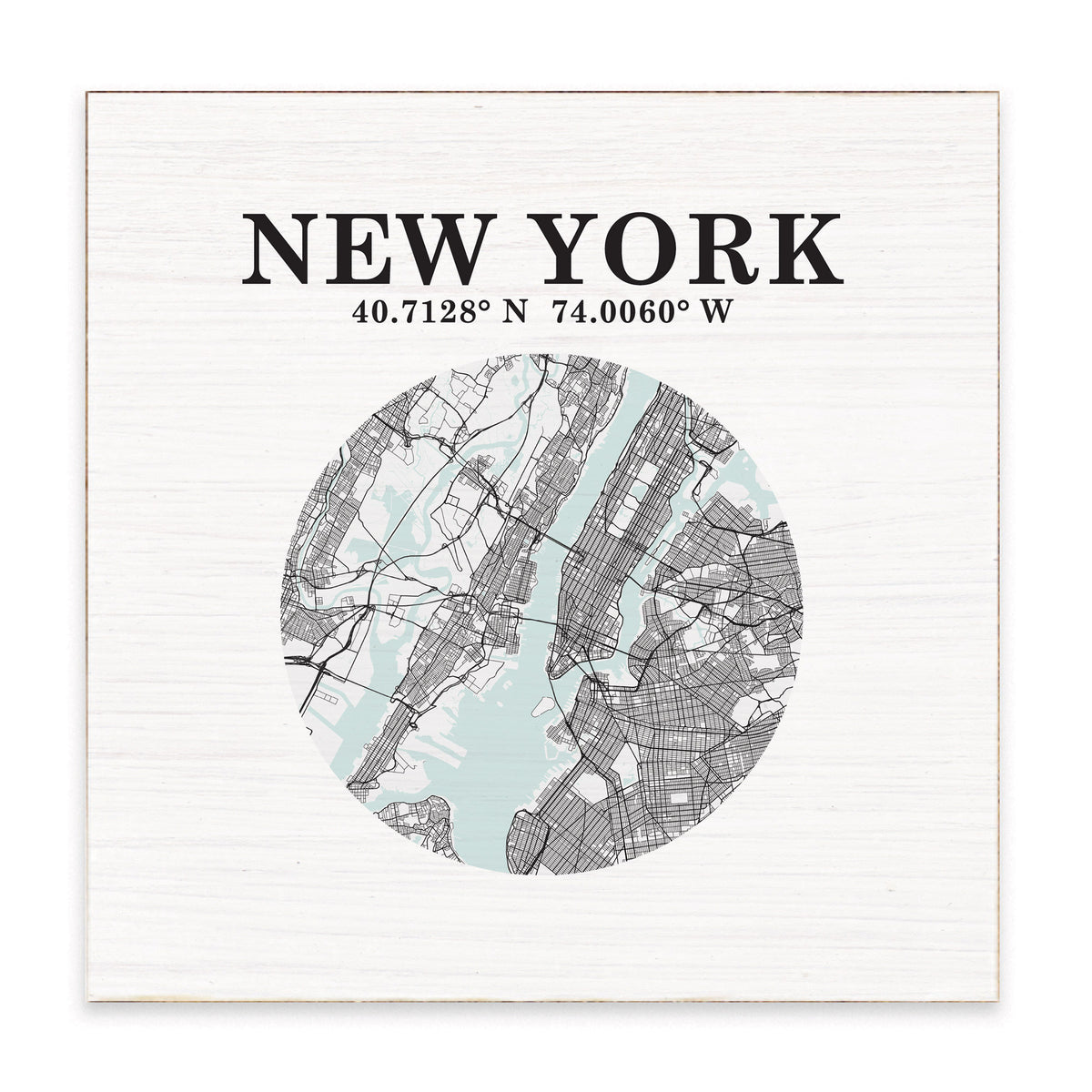 New York Map Art Block Sign