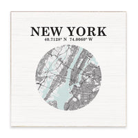 New York Map Art Block Sign