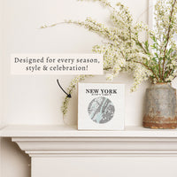New York Map Art Block Sign