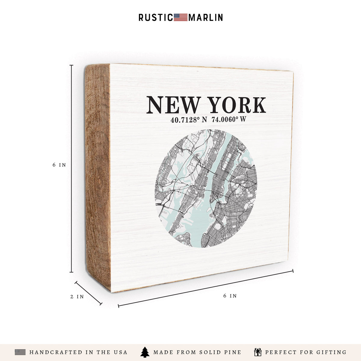 New York Map Art Block Sign