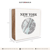 New York Map Art Block Sign