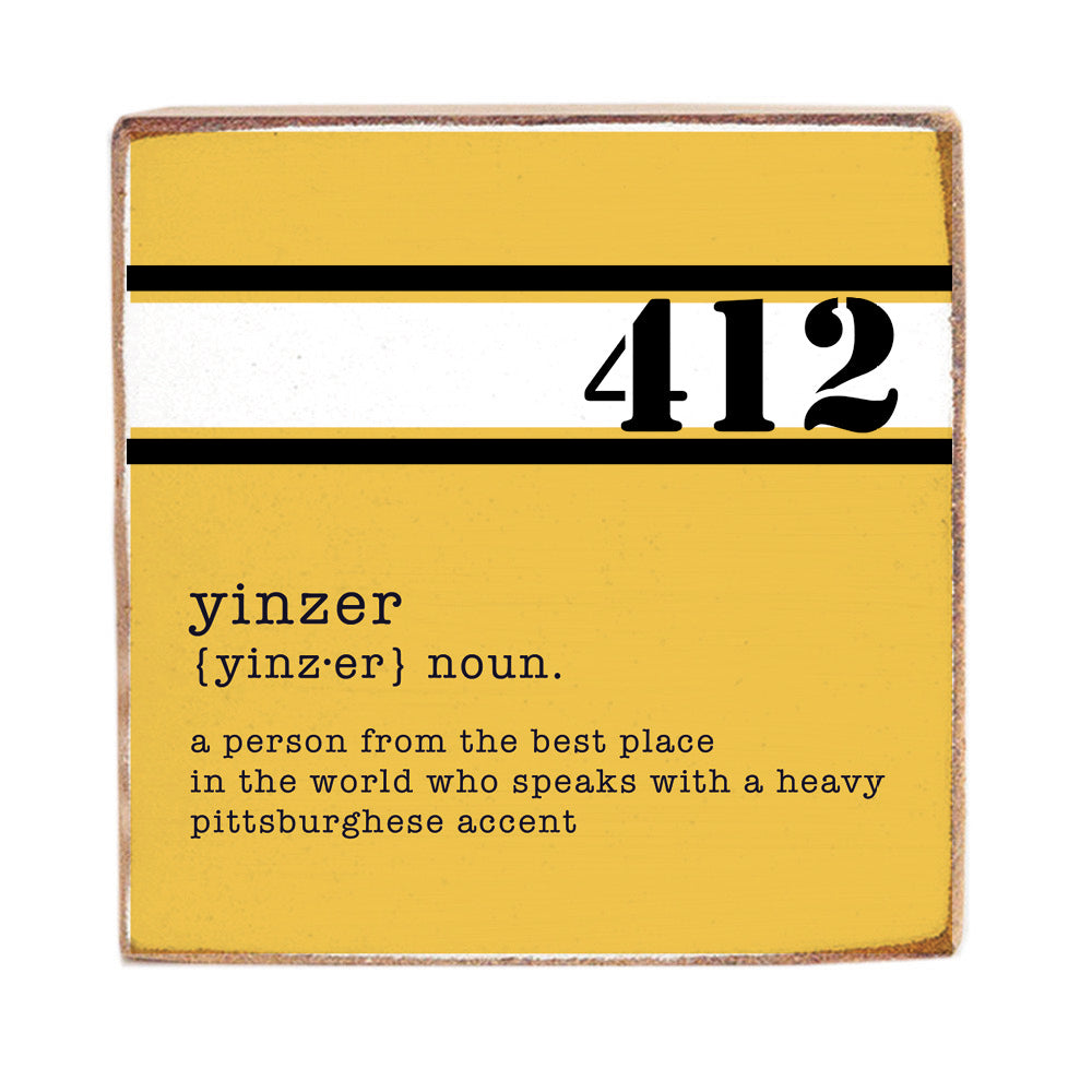 Pittsburgh 412 Yinzer Definition Block Sign