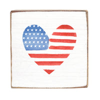 Watercolor Flag Heart Decorative Wooden Block