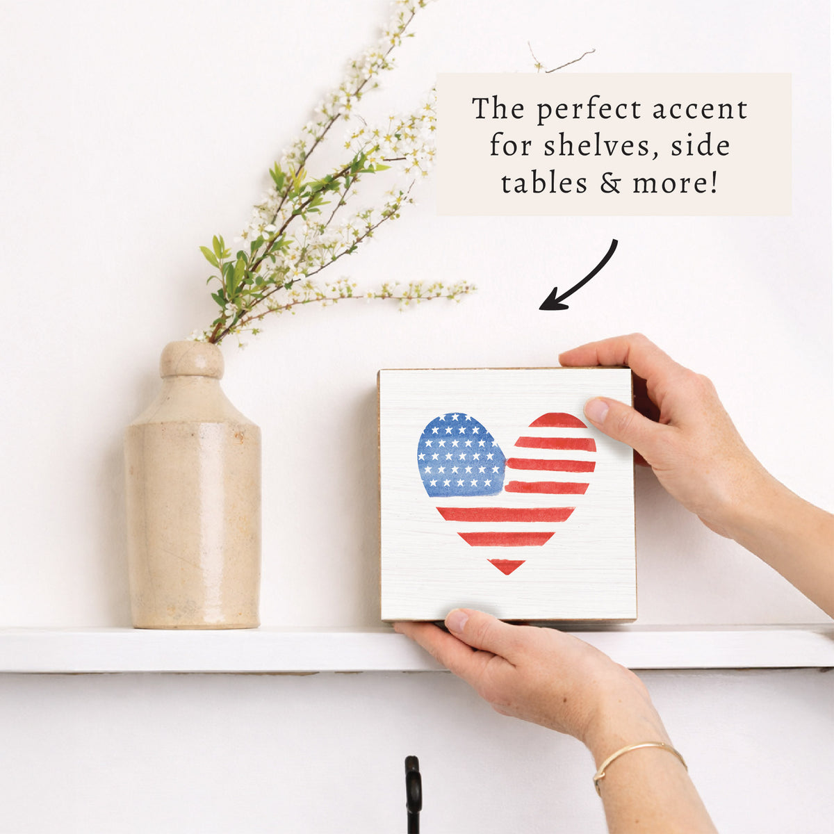 Watercolor Flag Heart Block Sign