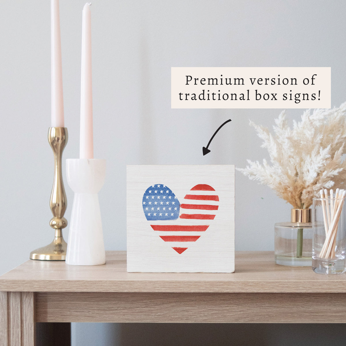 Watercolor Flag Heart Block Sign