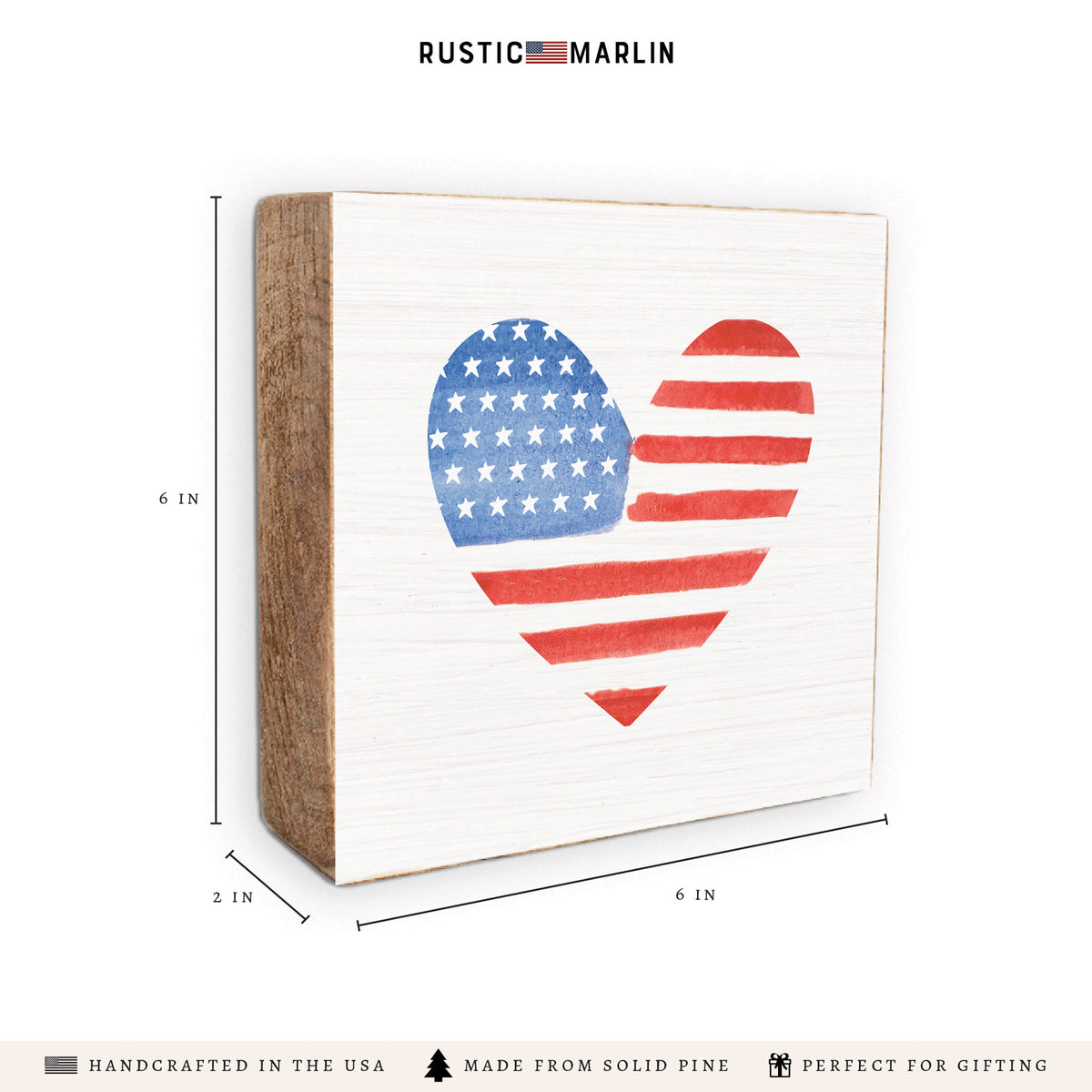 Watercolor Flag Heart Block Sign