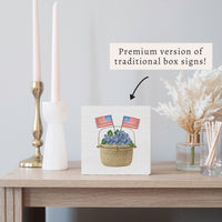 Hydrangea USA Flag Basket Block Sign