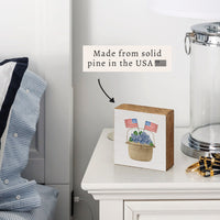 Hydrangea USA Flag Basket Block Sign