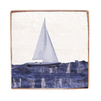 Indigo Sailboat Square Block Sign