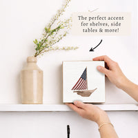 Flag Sailboat Block Sign