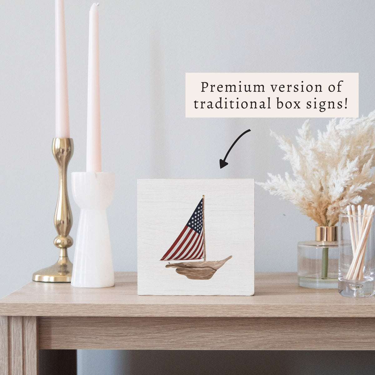 Flag Sailboat Block Sign