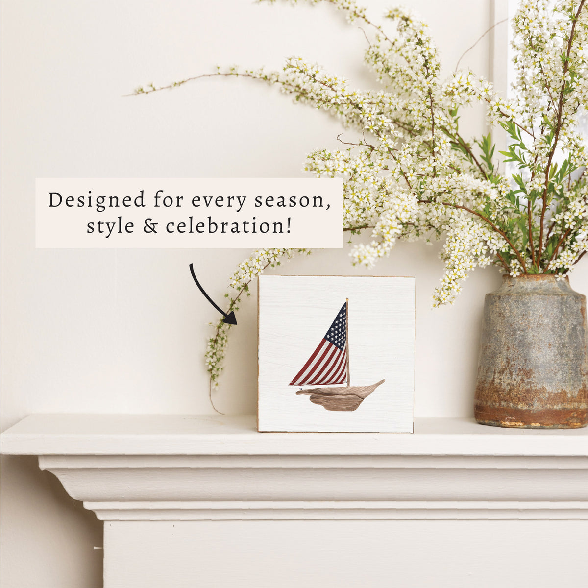 Flag Sailboat Block Sign