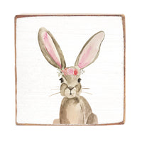 Floral Bunny Wood Block