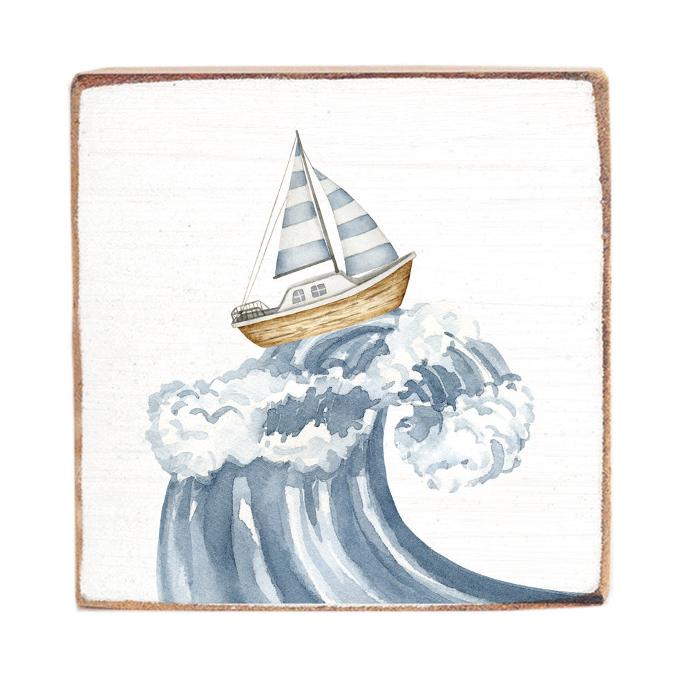 Rough Seas Square Block Sign