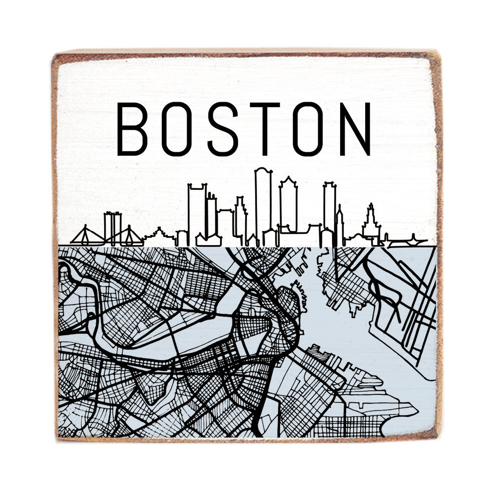 Boston City Map | Block Square | Rustic Marlin
