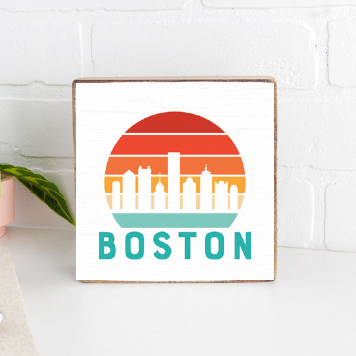 Boston Sunset Wood Block