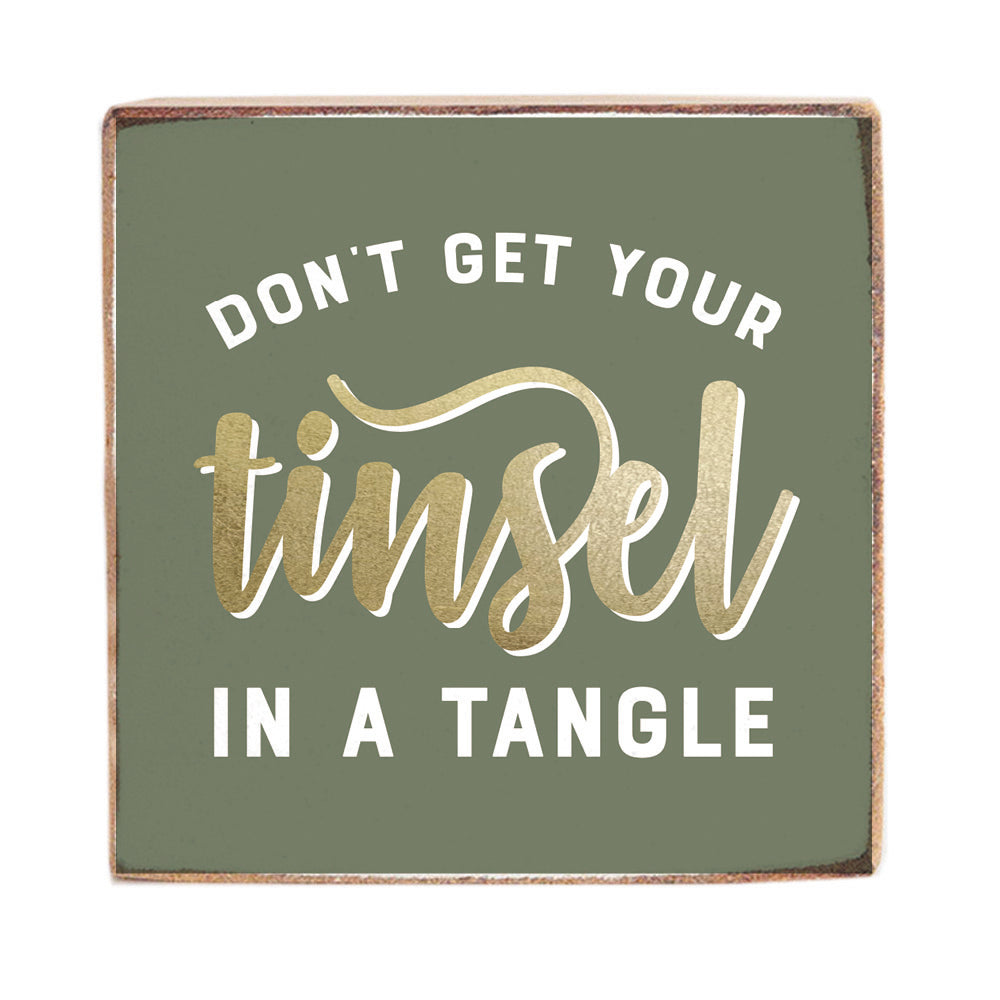 Tinsel Decorative Wooden Block