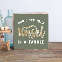 Tinsel Decorative Wooden Block