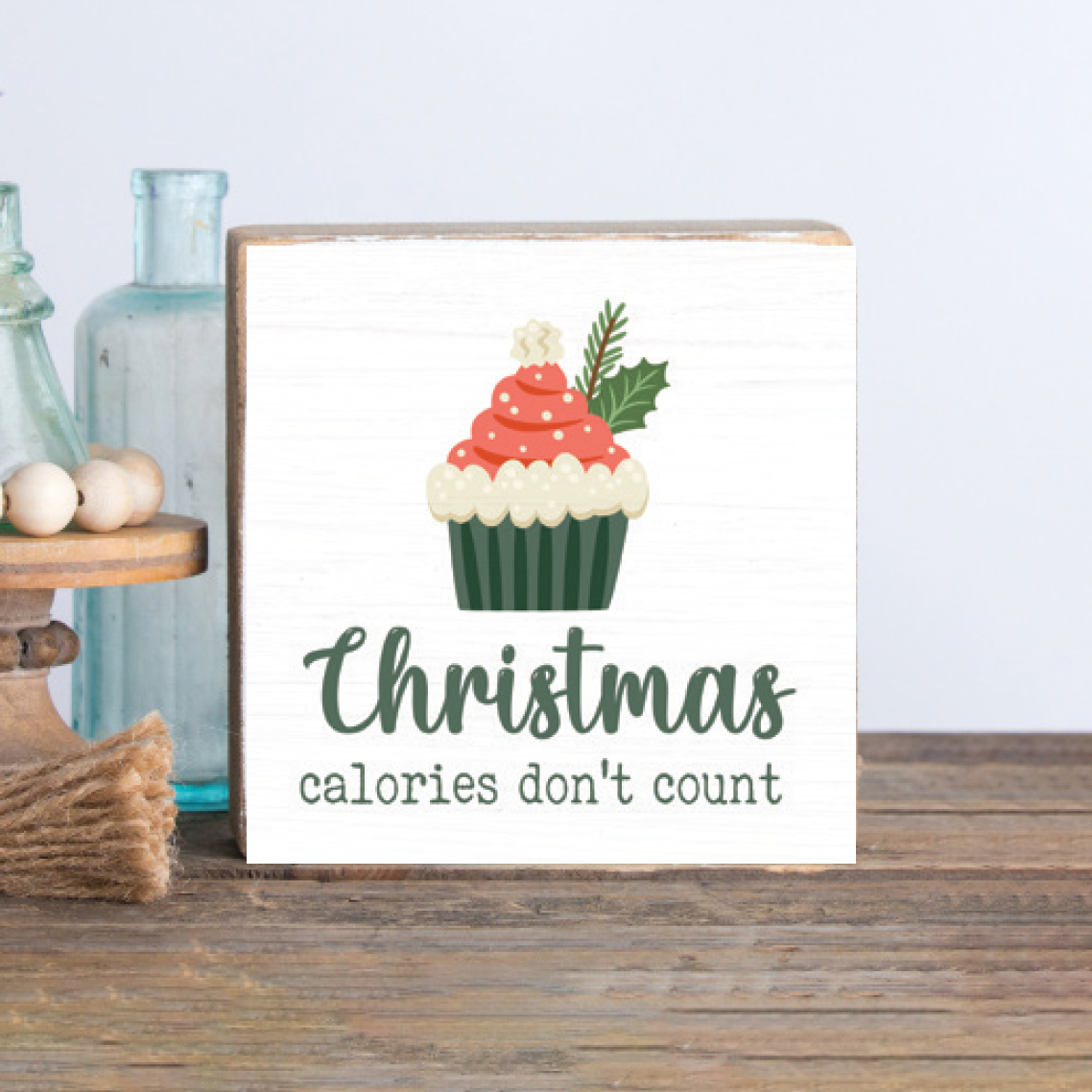 Christmas Calories Decorative Wooden Block