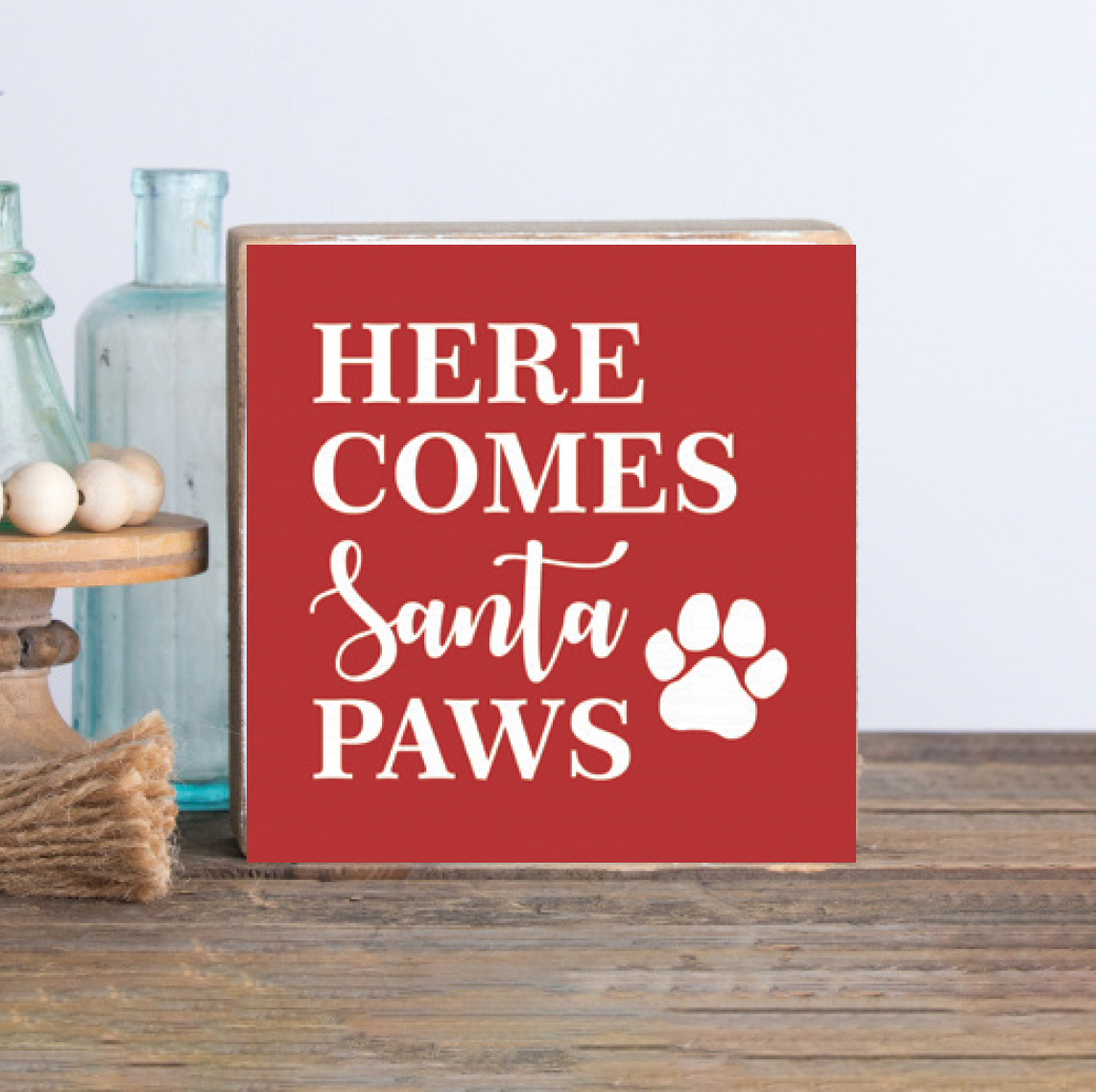 Santa Paws Decorative Wooden Block