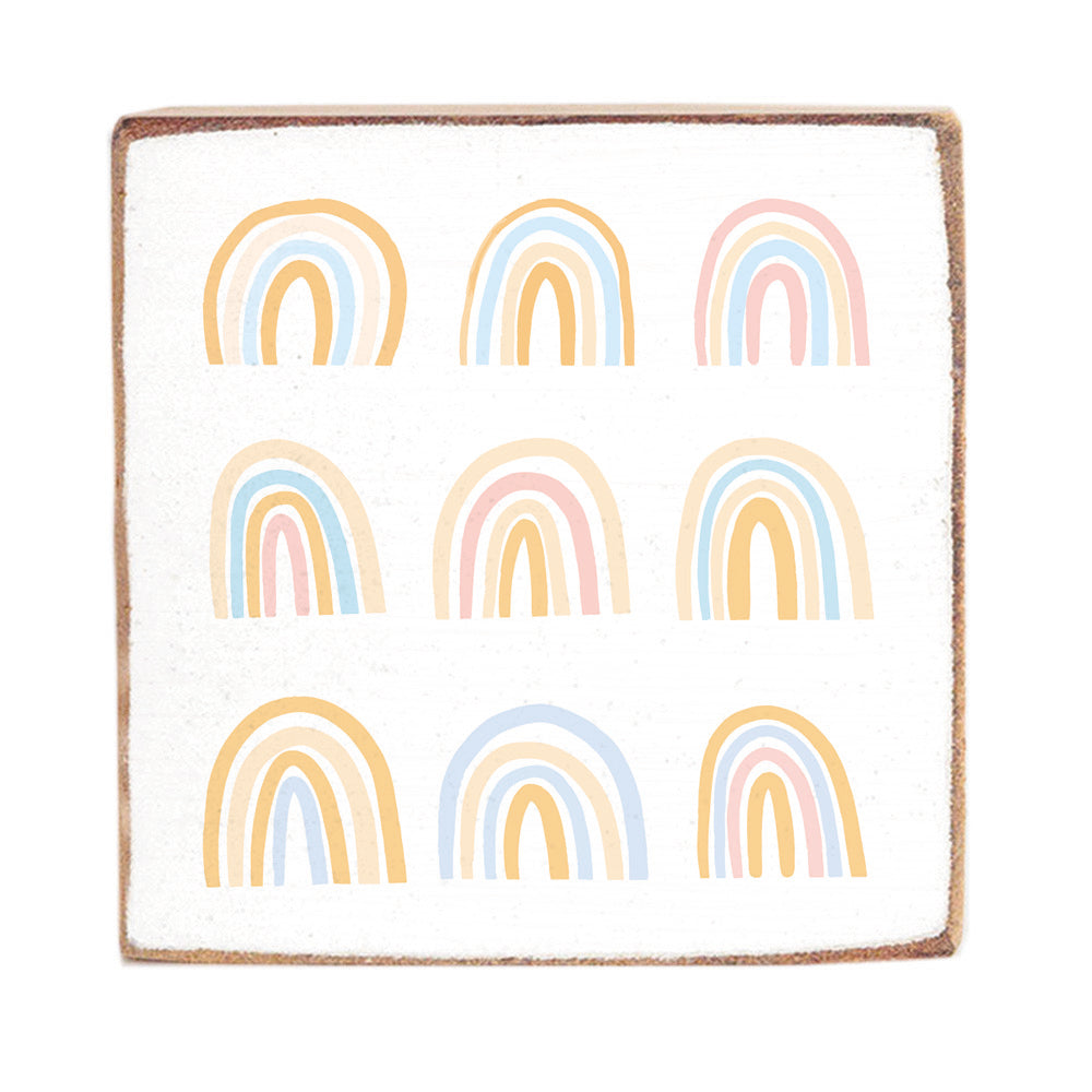 Pastel Rainbow Wood Block
