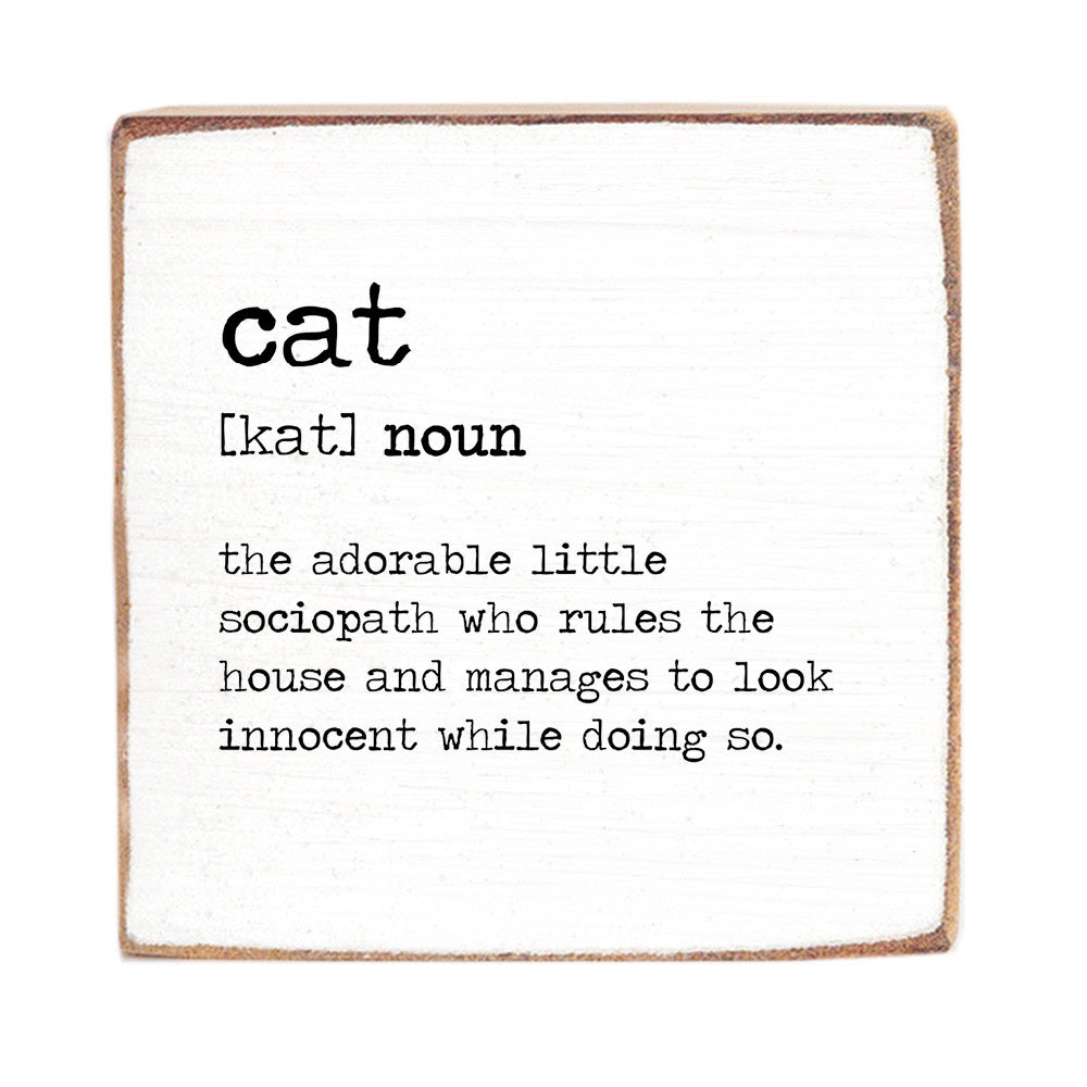 Cat Description Wood Block