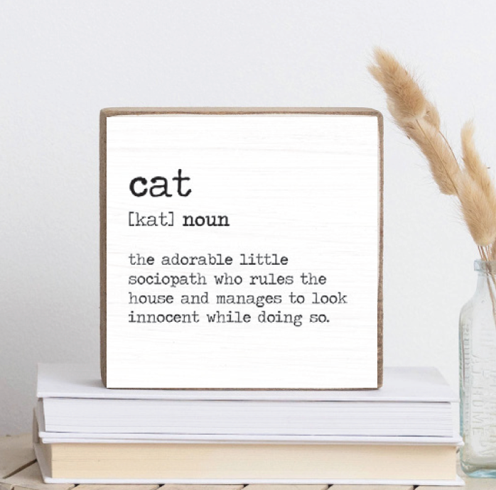 Cat Description Wood Block