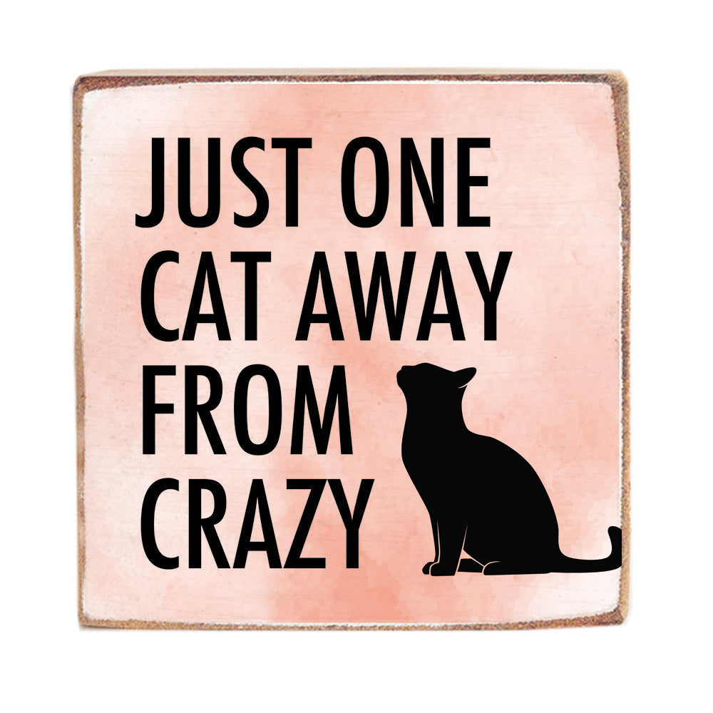 One Cat Away Wood Block
