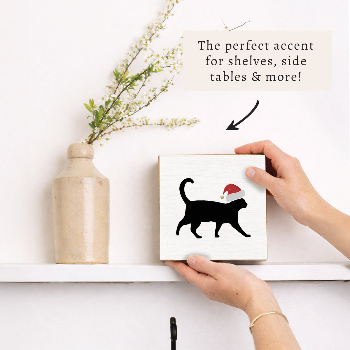 Santa Cat Block Sign
