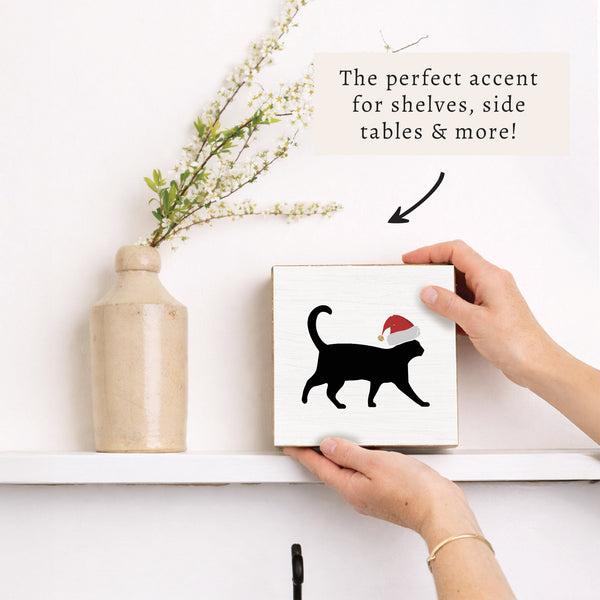 Santa Cat Block Sign