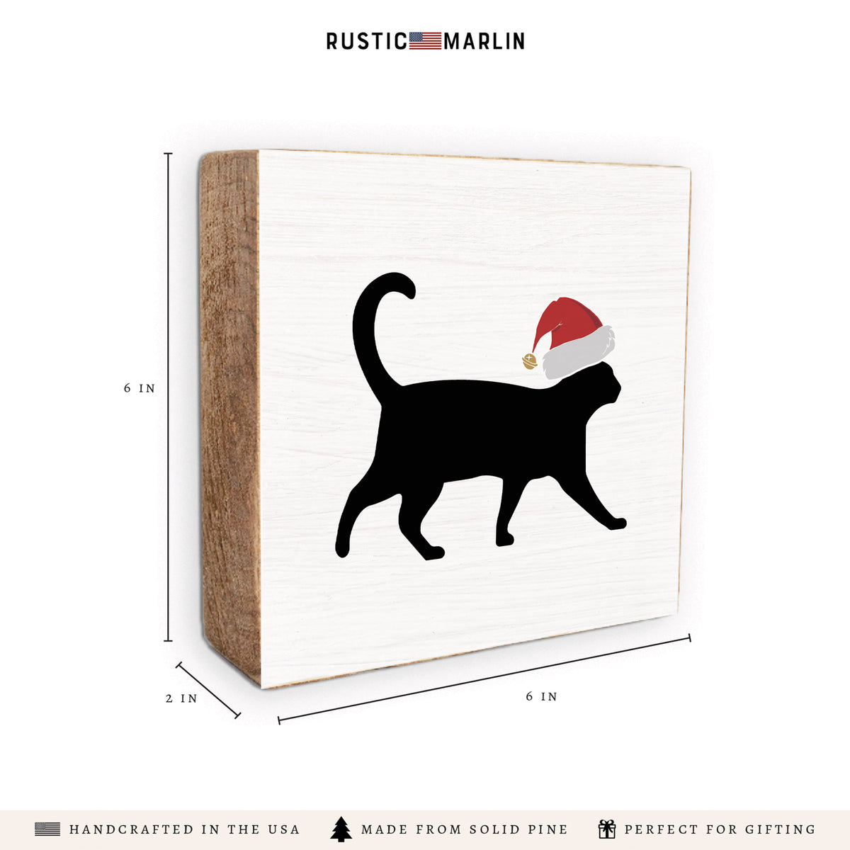Santa Cat Block Sign