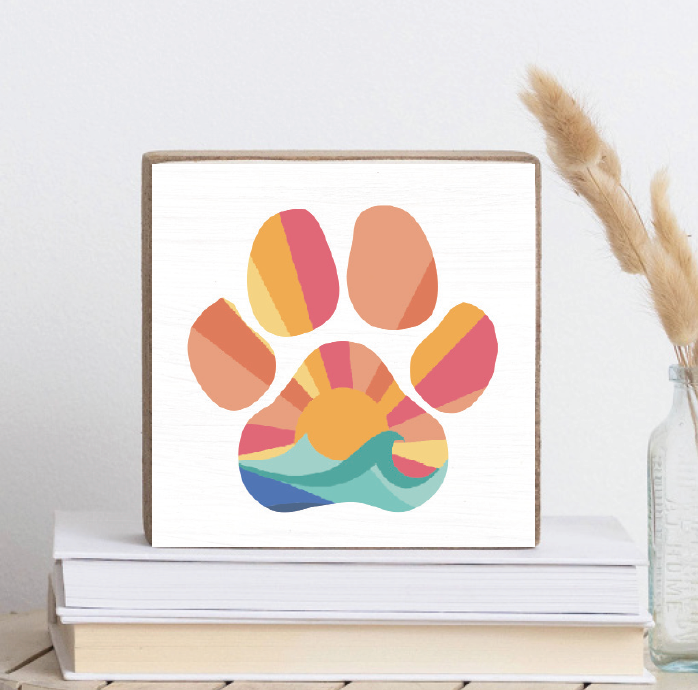 Ocean Paw Decorative Wooden Block