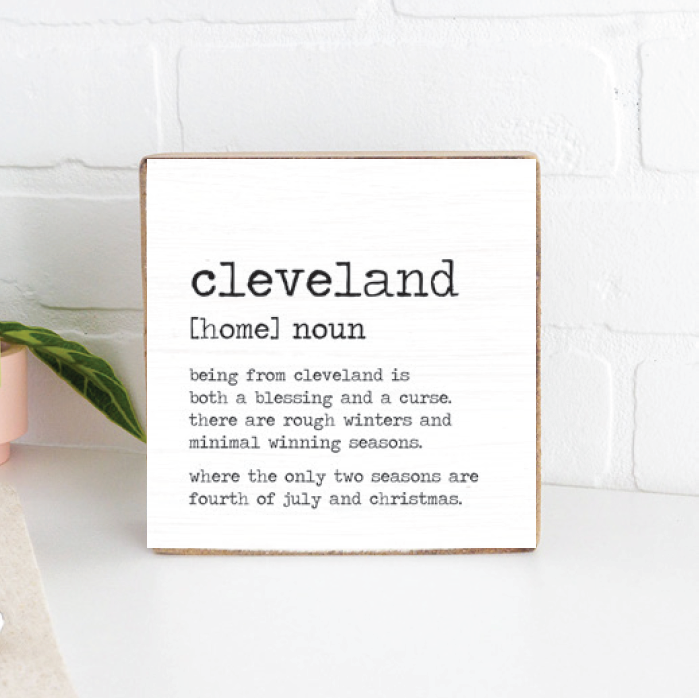 Cleveland Definition Square Block Sign