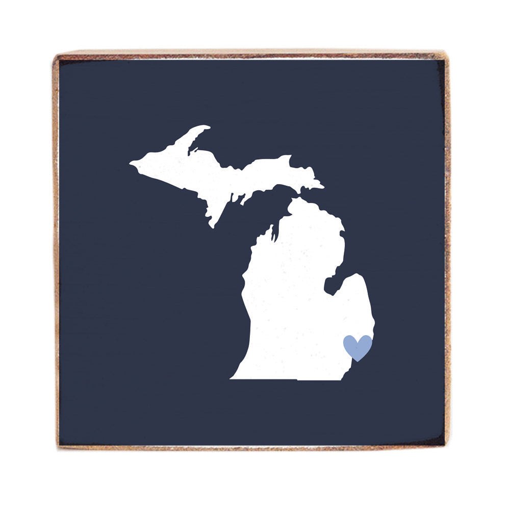 Detroit Map Square Block Sign