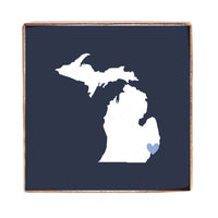 Detroit Map Square Block Sign