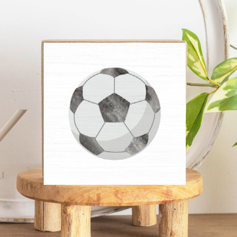 Soccer Ball Decorative Wooden Block