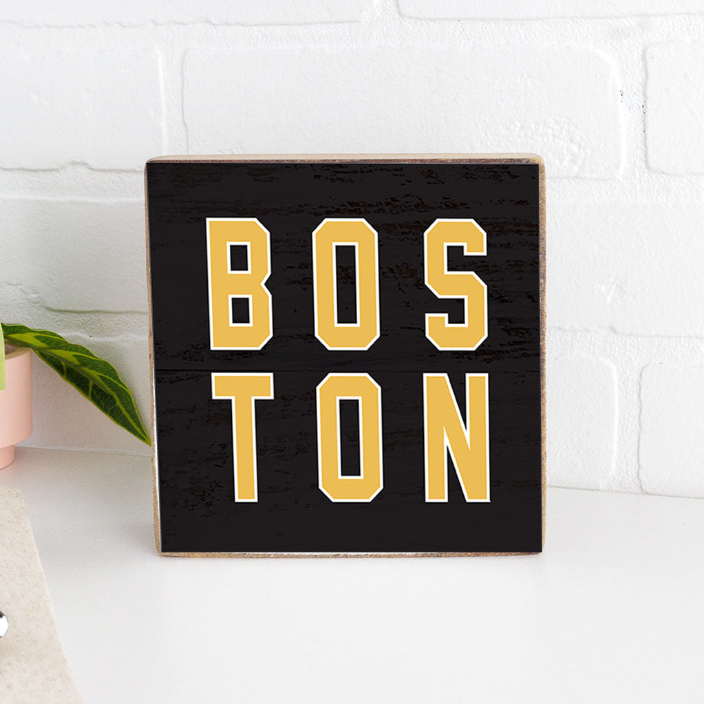 Black and Gold Boston Decorative Wooden Block