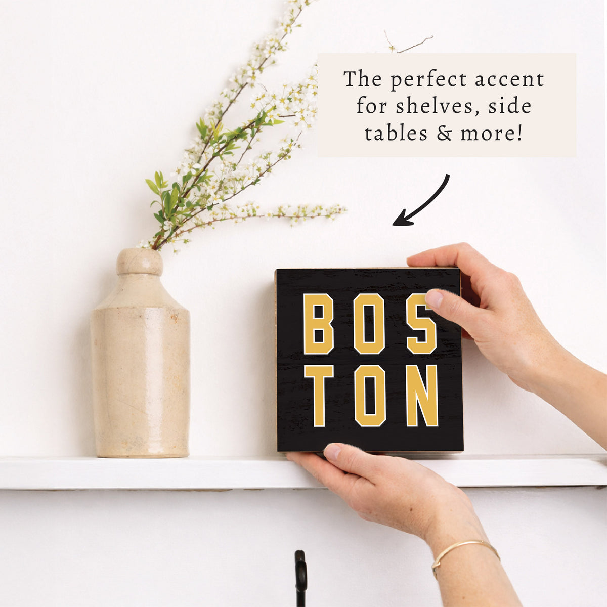 Boston Black and Gold Block Sign
