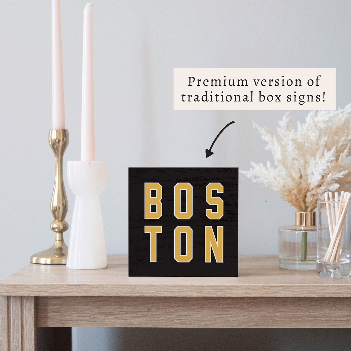 Boston Black and Gold Block Sign