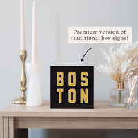Boston Black and Gold Block Sign