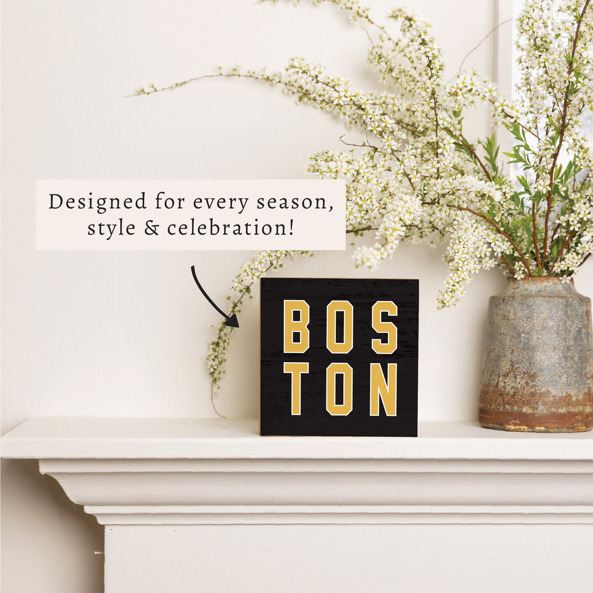 Boston Black and Gold Block Sign