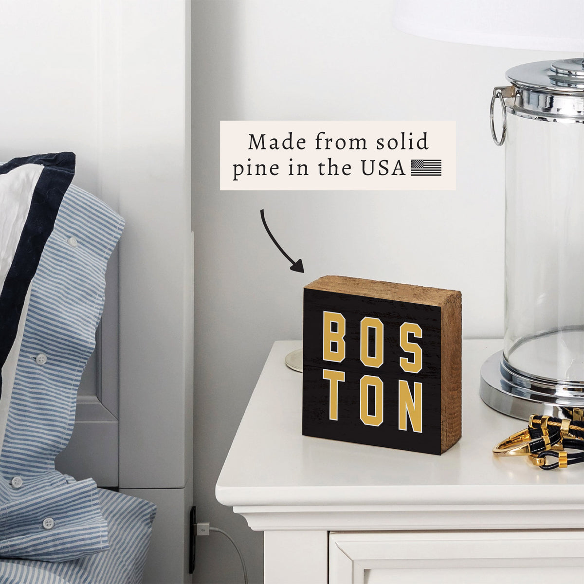 Boston Black and Gold Block Sign